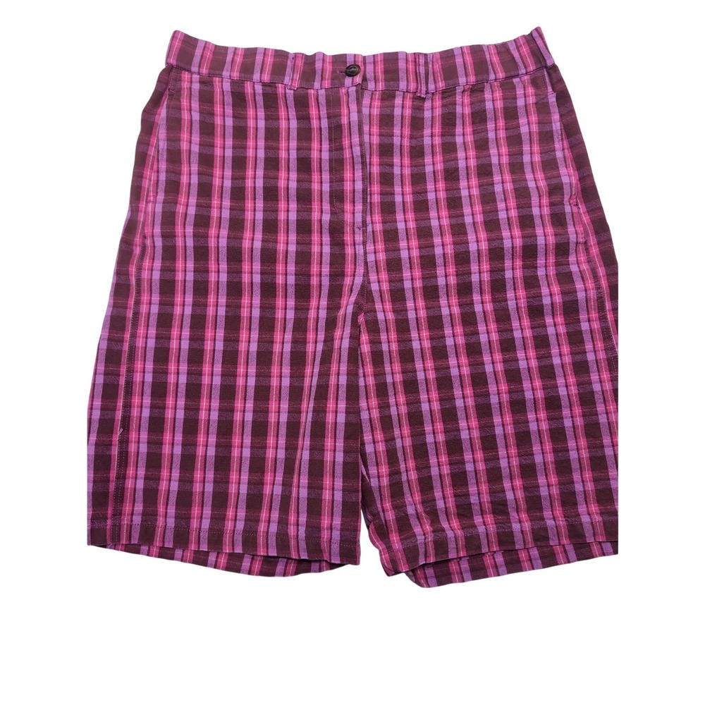 Urban Outfitters Women's Longline Pink Plaid Skater‎ Short Size XL Baggy Print
